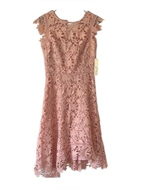 Eliza J Pink A-Line Flutter Sleeve Midi Dress